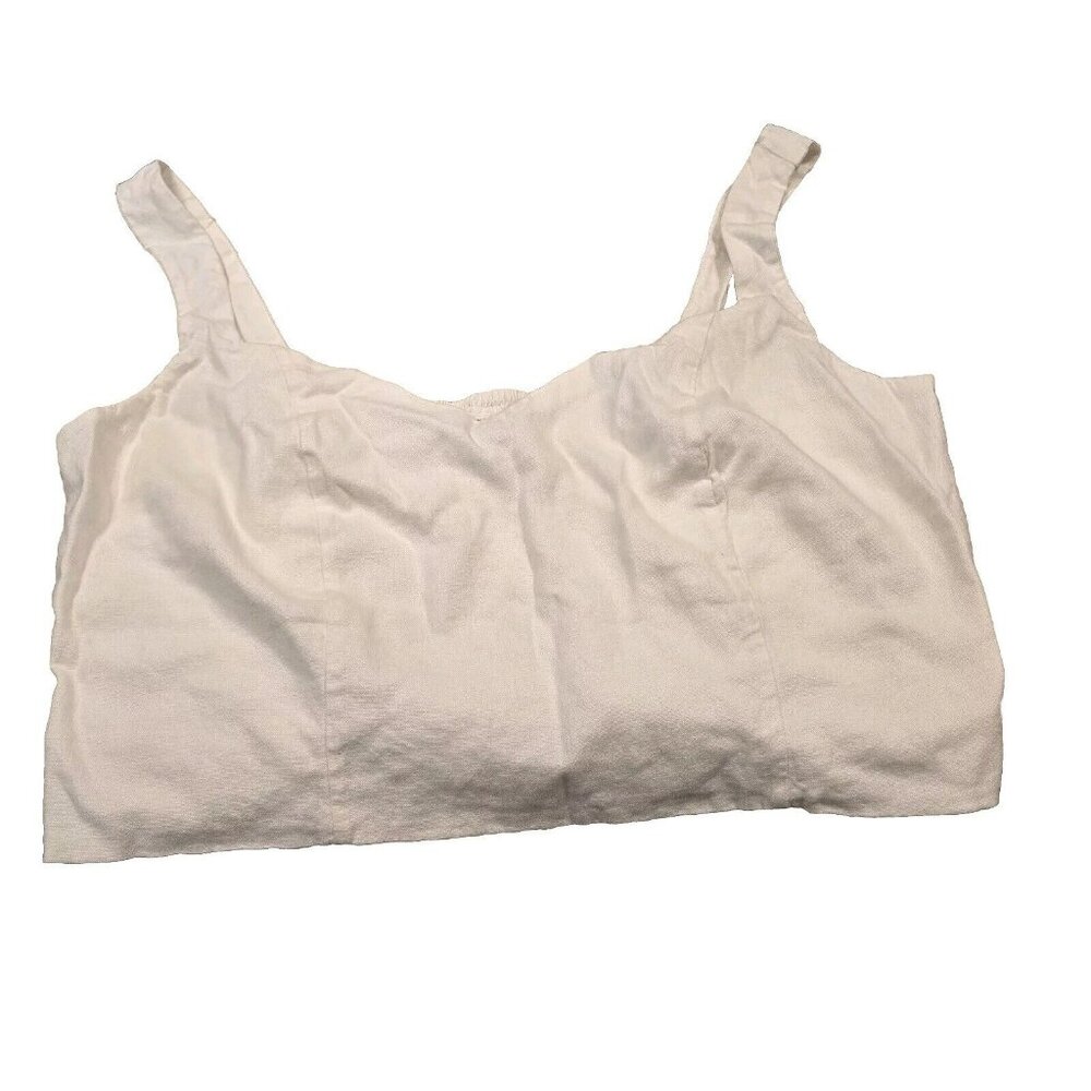 A New Day Women's Cropped Tank Top Plus Size XXL True White Linen 2X Crop.